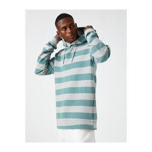 Koton Striped Oversized Hooded Sweatshirt