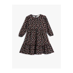 Koton Floral Dress Long Sleeves Elasticated Cuffs Round Neck