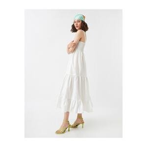 Koton Long Layered Dress with Gippee Detailed Straps