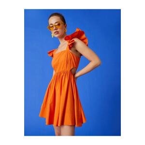Koton Ruffle Strap Mini Dress Window Detailed Cotton