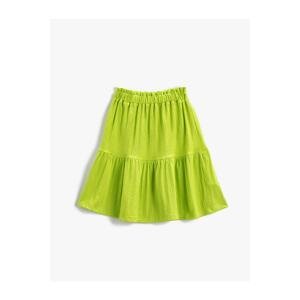 Koton Ruffle Midi Skirt, Tiered Elastic Waist.