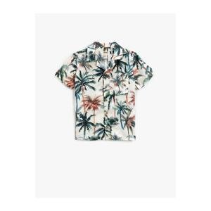 Koton Short Sleeve Shirt with Palm Print Print with One Pocket Detailed