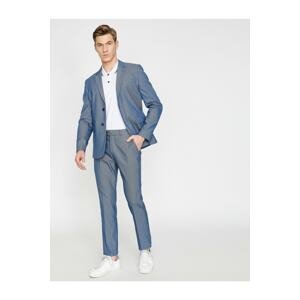 Koton Men's Blue Normal Waist, Slim Fit Pocket Detailed Trousers