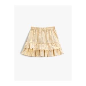 Koton Above the Knee Skirt With Shiny Frilled Elastic Waist.
