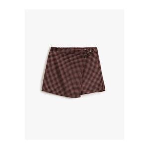 Koton Plaid Shorts Skirt with Buckle Detail.