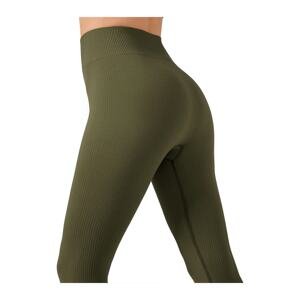 LOS OJOS Women's Olive High Waist Seamless Ribbons Contouring Sports Leggings.