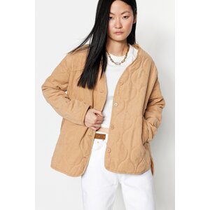 Trendyol Camel Oversize Button Close Quilted Coat