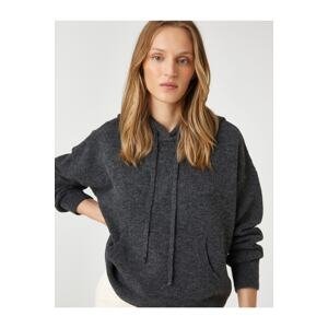 Koton Oversize Knitwear Sweater with Hooded Kangaroo Pocket