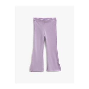 Koton Spanish leg legs trousers basic elastic waist ribbed slit detailed.