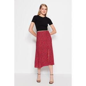 Trendyol Tile Slit Detail Viscose Fabric Animal Patterned Midi Woven Skirt