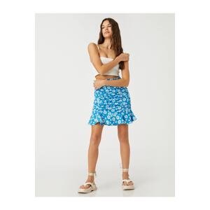 Koton Floral Mini Skirt with Pleats and Ruffles