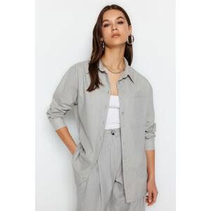 Trendyol Stone Linen Look Woven Shirt