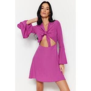 Trendyol Purple Mini Knitted Cut Out/Window Beach Dress