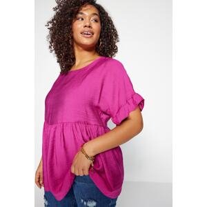 Trendyol Curve Fuchsia Knitted Ruffle Blouse