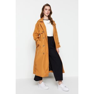 Trendyol Tile Waist Belted Woven Lined Trench Coat