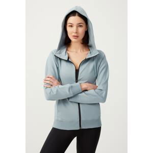 LOS OJOS Women's Blue Gray Hoodie with Zipper Sweatshirt and Tracksuit Top.