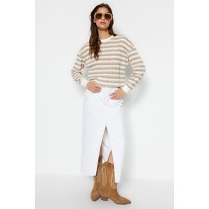 Trendyol Stone Cotton Striped Knitwear Sweater