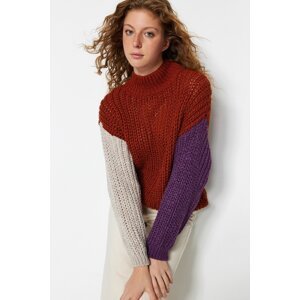 Trendyol Tile Wide fit. A Soft Textured, Color Block Knitwear Sweater