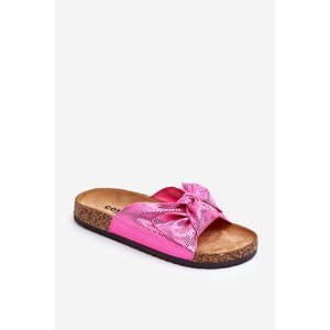 Dámské pantofle s lesklou mašlí Růžová Cristina