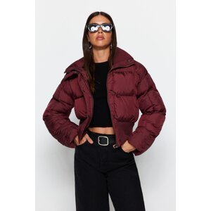 Trendyol Claret Red Oversized Crop with Rib Detailed Water Repellent Inflatable Coat