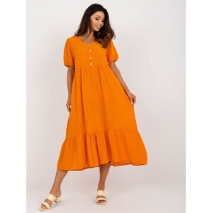 Oranžové bavlněné volánové šaty Eseld OCH BELLA