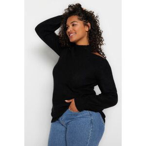 Trendyol Curve Black Shoulder Detailed Turtleneck Knitwear Sweater