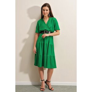 Bigdart 2377 Belt Knitted Dress - Green