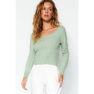 Trendyol Mint Crop Soft Textured Wool Knitwear Sweater