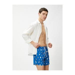 Koton Marine Shorts with Penguin Print with a lace-up waist, Pocket