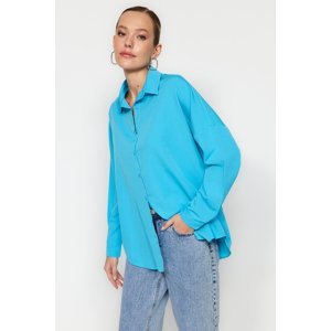 Trendyol Turquoise Oversize/Creature Woven Shirt