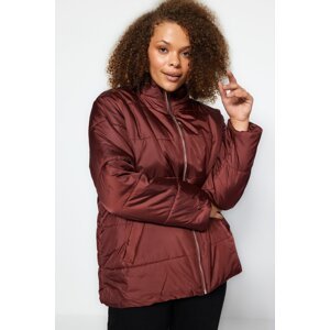 Trendyol Curve Claret Red Inflatable Zippered Coat
