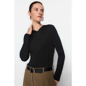 Trendyol Black Collar Detailed Knitted Body with Snap fastener
