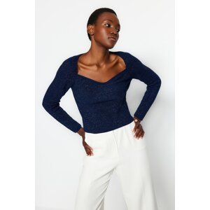 Trendyol Navy Blue Shimmer Detailed Knitwear Sweater