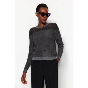 Trendyol Gray Glittery Transparent Knitwear Sweater