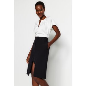 Trendyol Black Pencil Slit Detail Midi Woven Skirt