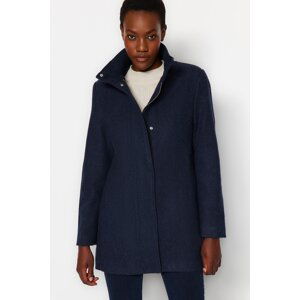 Trendyol Navy Blue Ribbed Collar Detailed Wool Cachet Coat