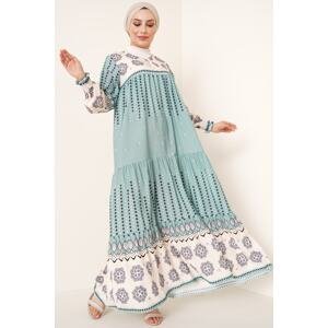 Bigdart 2175 Patterned Hijab Dress - D.mint