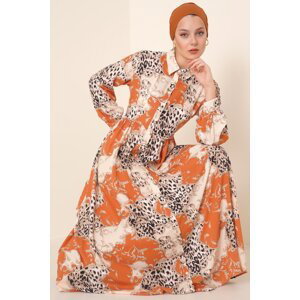 Bigdart 2295 Shirt Collar Hijab Dress - Orange