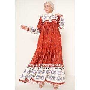 Bigdart 2175 Patterned Hijab Dress - Brick