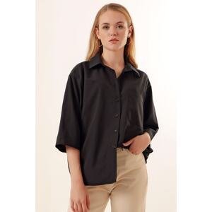 Bigdart 20124 Oversized Shirt with Pocket - Black