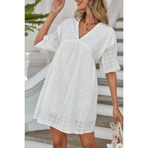 Bigdart 2401 Scalloped Flared Mini Dress - White