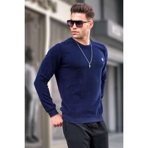 Madmext Light Navy Blue Crew Neck Regular Fit Basic Sweatshirt 5799