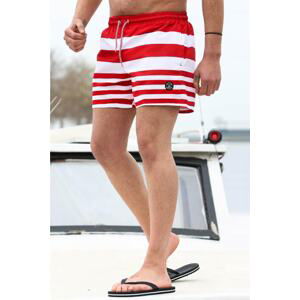 Madmext Men's Red Striped Marine Shorts 6361