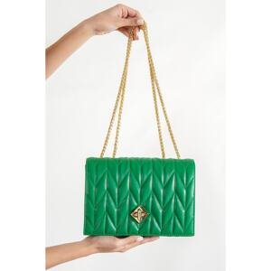 Capone Outfitters Capone Leeds Chain Strap Quilted Skin Grass Green Women's Shoulder Bag