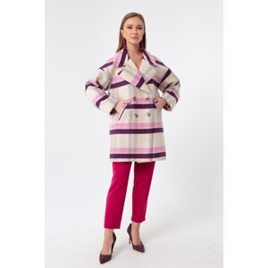 Lafaba Women's Purple Plaid Pattern Coat