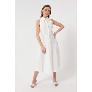 Lafaba Women's White Shirt Collar Dress