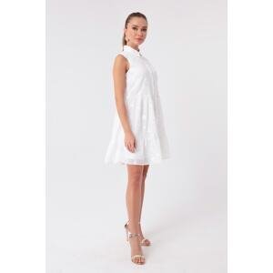 Lafaba Women's White Ruffle Mini Dress