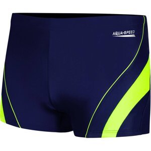 AQUA SPEED Man's Swimming Shorts Dennis Navy Blue/Green Pattern 01