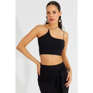 Cool & Sexy Women's Black String Halter Crop Blouse B2594