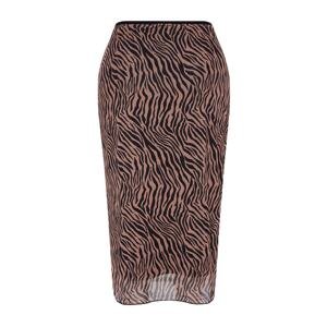 Trendyol Curve Black Animal Patterned Tulle Knitted Skirt